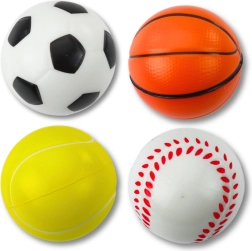 Sæt med skumsportsbolde 6 cm – fodbold, basketball, tennis, baseball (4 stk.)