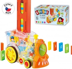 Gennemsigtig lokomotiv med domino og lys til børn