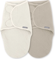 SwaddleMe™ muslinssvøb Ulitka 1 TOG til babyer 0–3 måneder, Cream/Cashew, 2 stk.