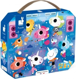 Janod puslespil i kuffert – enhjørninger til koncert, 24 brikker