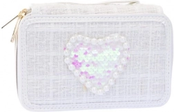 Trestedent tweed penalhus Girabrilla hvid