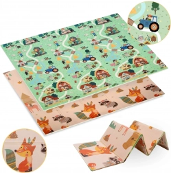 Dobbeltsidet foldbar XPE-skum legeunderlag 180 × 200 cm skov og landsby Humbi
