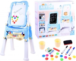 Dobbelt­siddet magnetisk og kridttavle-staffeli til børn – Blå