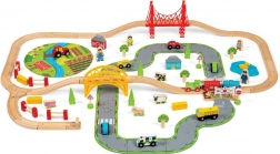 Trætogbane med landevej fra Bigjigs Rail