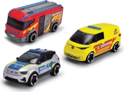 Redningssæt Dickie SOS 3-pack – brandbil, politibil og ambulance 1:36