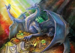 Puslespil blå drage med skat 1000 brikker MAGNOLIA