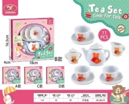 Keramisk tesæt med blomster til børn