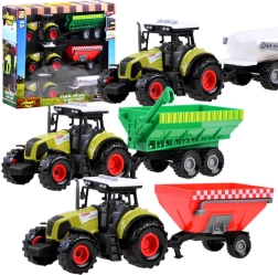 sæt med tre traktorer med aftagelige trailere til små landmænd