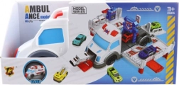 Sammenklappelig ambulance med redningsbase og små biler