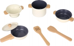 Sæt med børnekøkkengrej i metal, 7 dele, i hvidt design