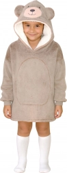 Varm hætte-trøjetæppe med bjørn til børn 3–6 år Cozy Noxxiez