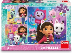 Børnepuslespil Gabbys magiske hus: Fest 3x55 brikker