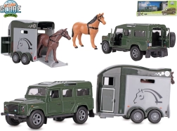 Kids Globe Farming Land Rover med hestetrailer pull-back