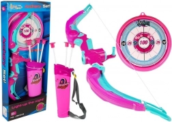 Bue med skjold + 3 pile med sugekopper lyserød