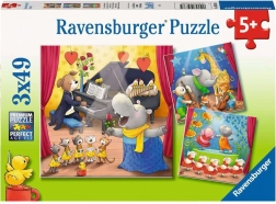 Ravensburger puslespil dyrene på scenen 3x49 brikker