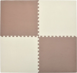 HUMBI skummåtte 120 × 120 cm – store vandafvisende puslespilsfliser, sikre for børn, creme og kobber, 4 stk.