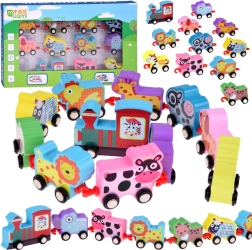 Træfarvet tog med dyr