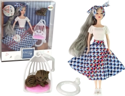 Dukke EMILY med gråt hår med killing og gynge