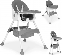 Højstol med bakke og kurv, 5-punkts sele, ECOTOYS – Grå