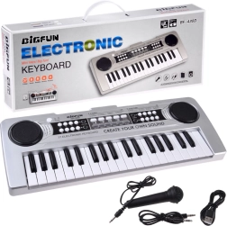 Mini-keys 37 tangenter med sangmikrofon – sølvfarvet