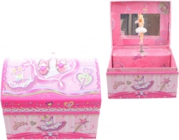 Rosa spilledåse-smykkeskrin med ballerina