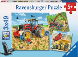 Ravensburger puslespil store maskiner 3x49 brikker