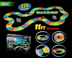 Skinne lyser i mørke + lille bil med LED-lys 220 stk