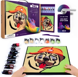 Okto maleri med modellermasse efter tal – fransk bulldog 29 × 29 cm