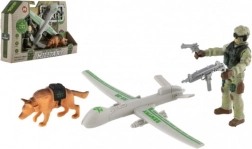 Militært legesæt med drone, soldat og hund
