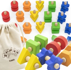 VIGA Farverige former og skruer til børn