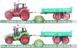 Plasttraktor med svinghjul og trailer 32 cm