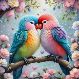 Diamantmosaik - Farverige fugle