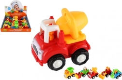 Plastisk byggelastbil 10-12 cm med friktion, mix af typer