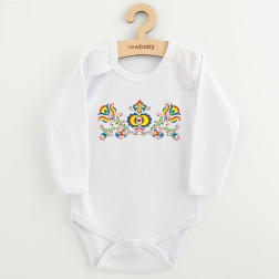 Babybody med folkoinspireret print – NEW BABY, størrelse 74 (6–9 måneder)