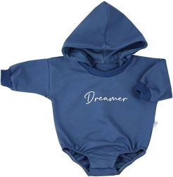 Baby-body i baggy-stil med hætte Koala Dreamer – blå