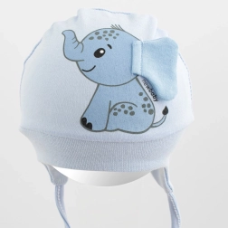 Bomuld spædbarnshue New Baby Happy Elephant blå
