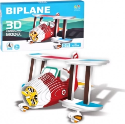 3D-puslespil i karton – flymodel biplan, DIY 62 dele