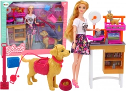 Oplevelsessæt med dukke og kæledyr – veterinærpleje og grooming