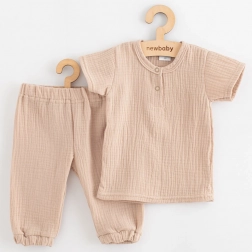 Baby muslin sæt med T-shirt og bukser New Baby beige 86 (12–18 måneder)