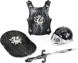 Riddersæt med hjelm og rustning