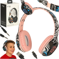 Rosa trådløse Bluetooth-hovedtelefoner med RGB-belysning