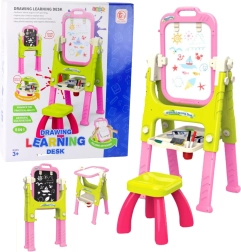 Tavle 5-i-1 med stol multifunktionel pink