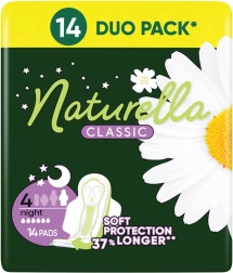 Naturella Classic hygiejnebind Night med vinger 14 stk.