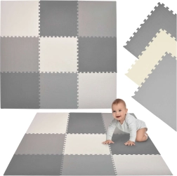 Humbi skum-puzzlemåtte XXL 180 × 180 cm grå-creme
