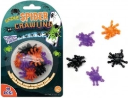 Klæbrige silikone-edderkopper 3 cm – sæt med 12 stk.