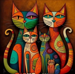 Diamantmaleri af katte i moderne kunst 30 × 40 cm