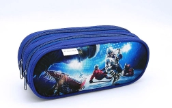 Etui med ishockeymotiv, dobbeltlynlås, blå