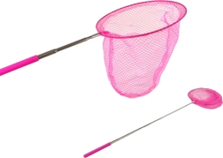 Rosa teleskopisk net til sommerfugle og små fisk 85 cm