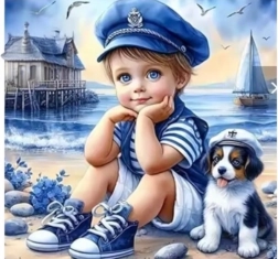 Diamantmaling Lille sømand 30 × 40 cm