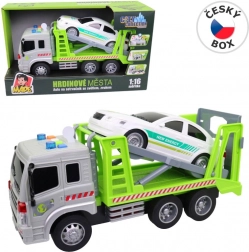 Bugserbil med friktionsbil med lys og lyd